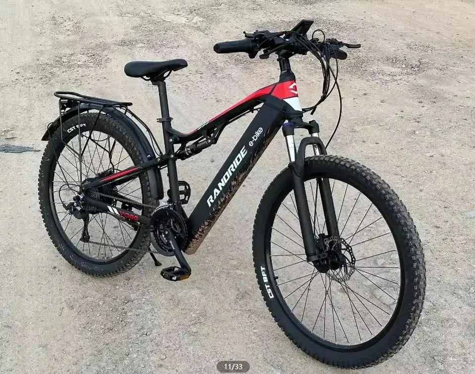 Randride Yg90 Electric Bicycle 1000W 48V17ah Hydraulic Brake Ebike With Full Suspension 21 Gears Shift Free Rack 2