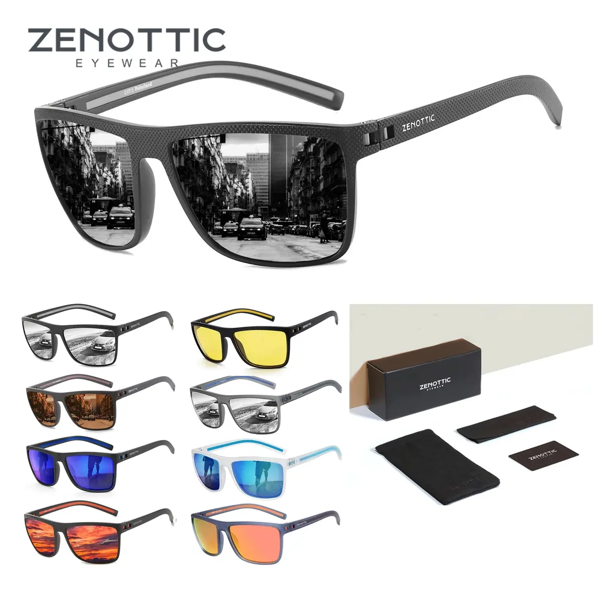 Zenottic Retro Square Polarized Sunglasses Fashion Shade Women Men Ultra Light Tr90 Frame Uv400 Protection Classics Sun Glasses 1