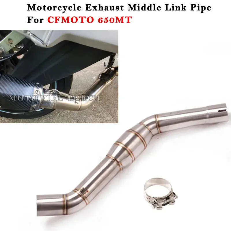 Slip On For Cfmoto 650Mt 650 Mt Motorcycle Exhaust Escape System Modified Muffler 51Mm Middle Link Pipe Stainless Steel Tube 1