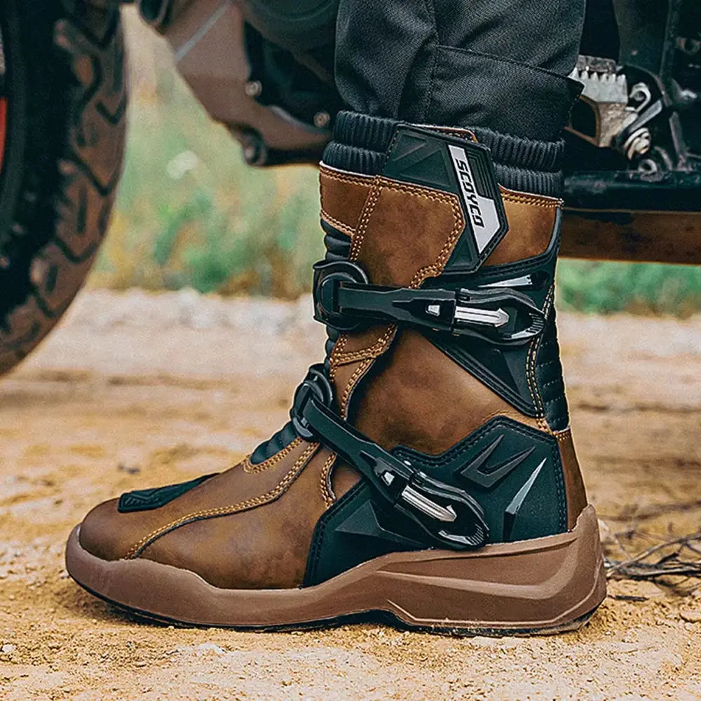 Waterproof Motorbike Boots Anti-Slip Motorcycle Boots Wear-Resistant Biker Protection Equipment Anti-Fall Motocross Boot 4