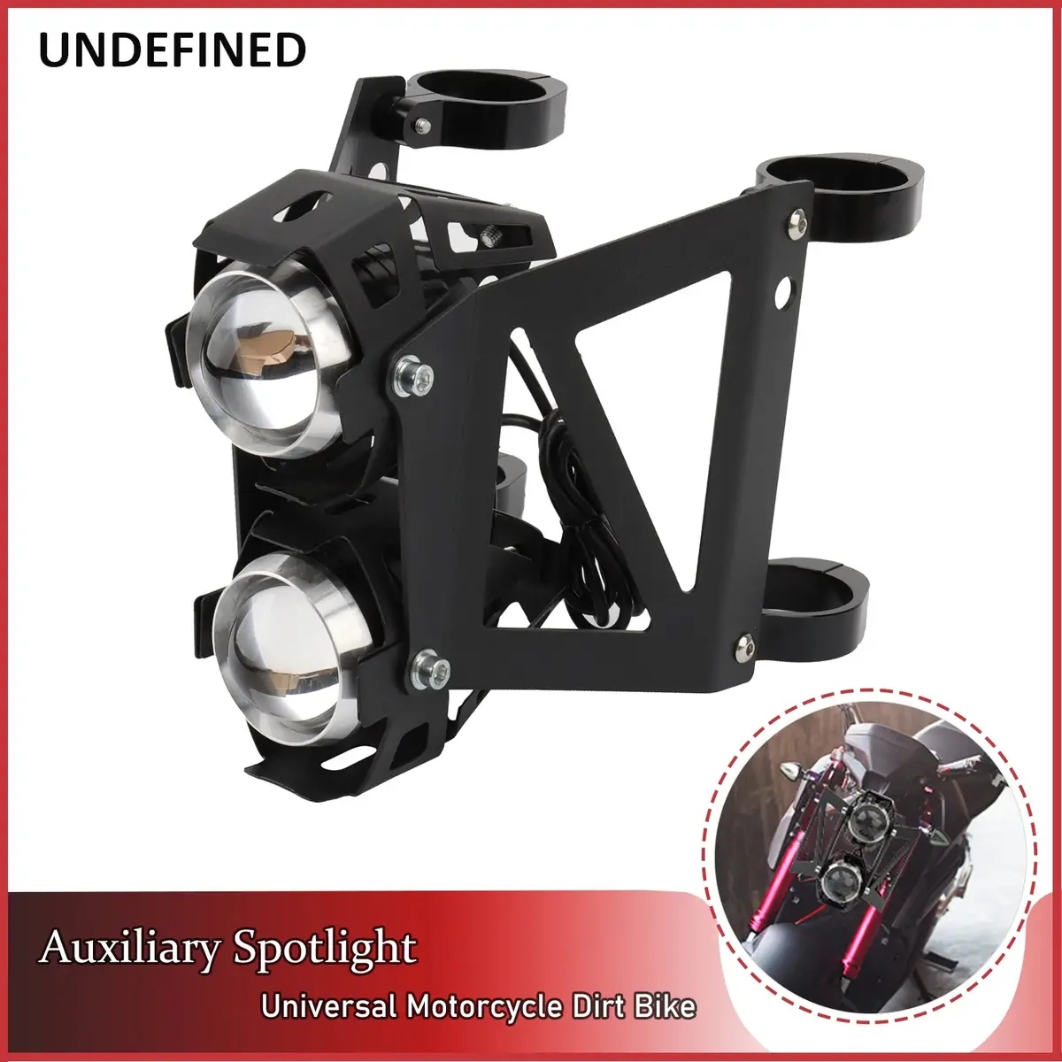 Motorcycle Headlight Spotlight Auxiliary Lamp Front Fog Light W/33-58Mm Front Fork Clamp For Honda Kawasaki Dirt Bike Universal 1