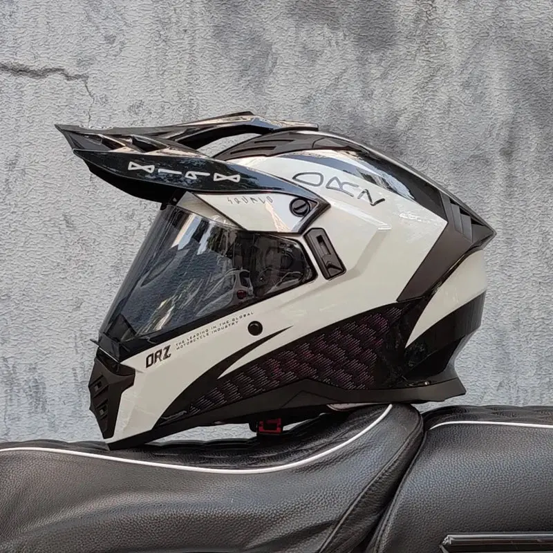 Orz Off-Road Atv Motorcycle Helmet Certified With Brown Lens, Full Face Casco Off-Road Motorcycle Anti Glare 19