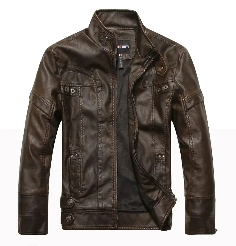 Autumn Winter Fashion Leather Jacket Men Motorcycle Slim Fleece Jackets Coat Male Vintage Casual Motor Biker Faux Leather Jacket 7