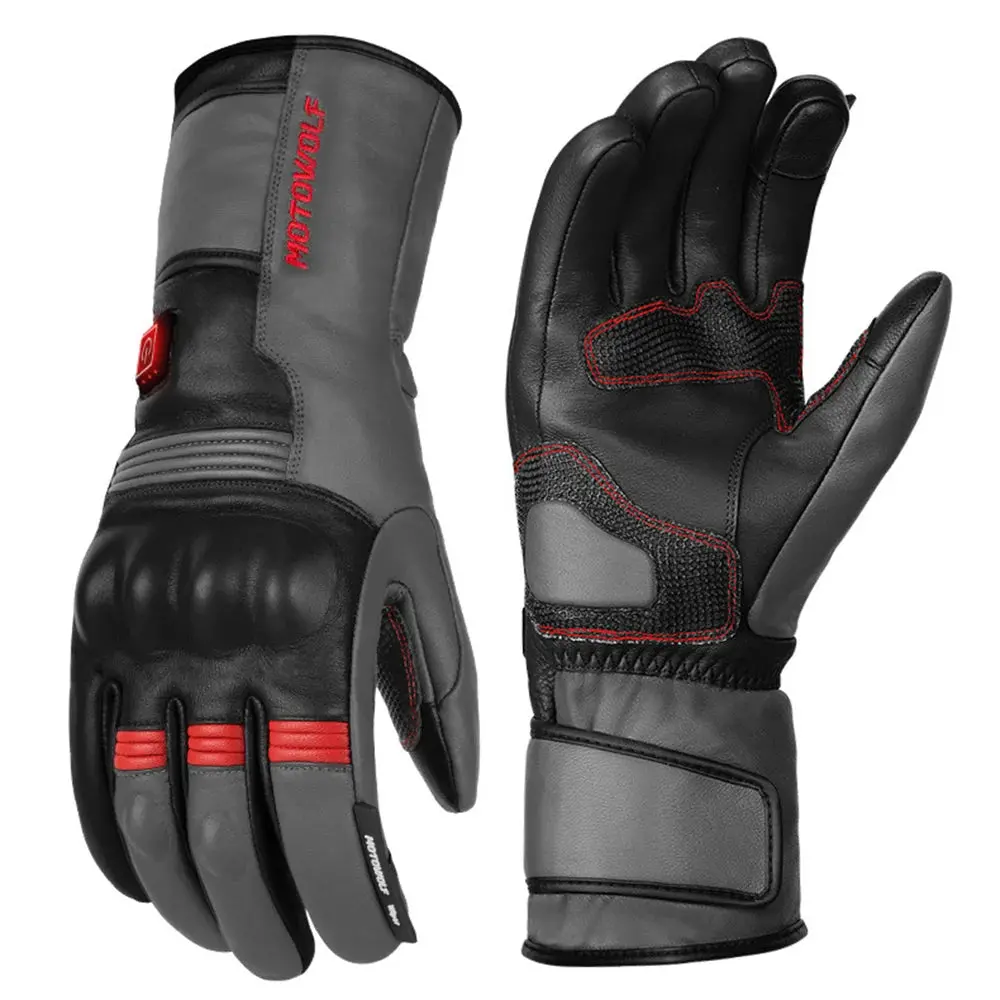 Winter Heated Gloves Motorcycle Warm Waterproof Non-Slip Heated Gloves Skiing Sheepskin Touch Screen Heated Rechargeable Gloves 2