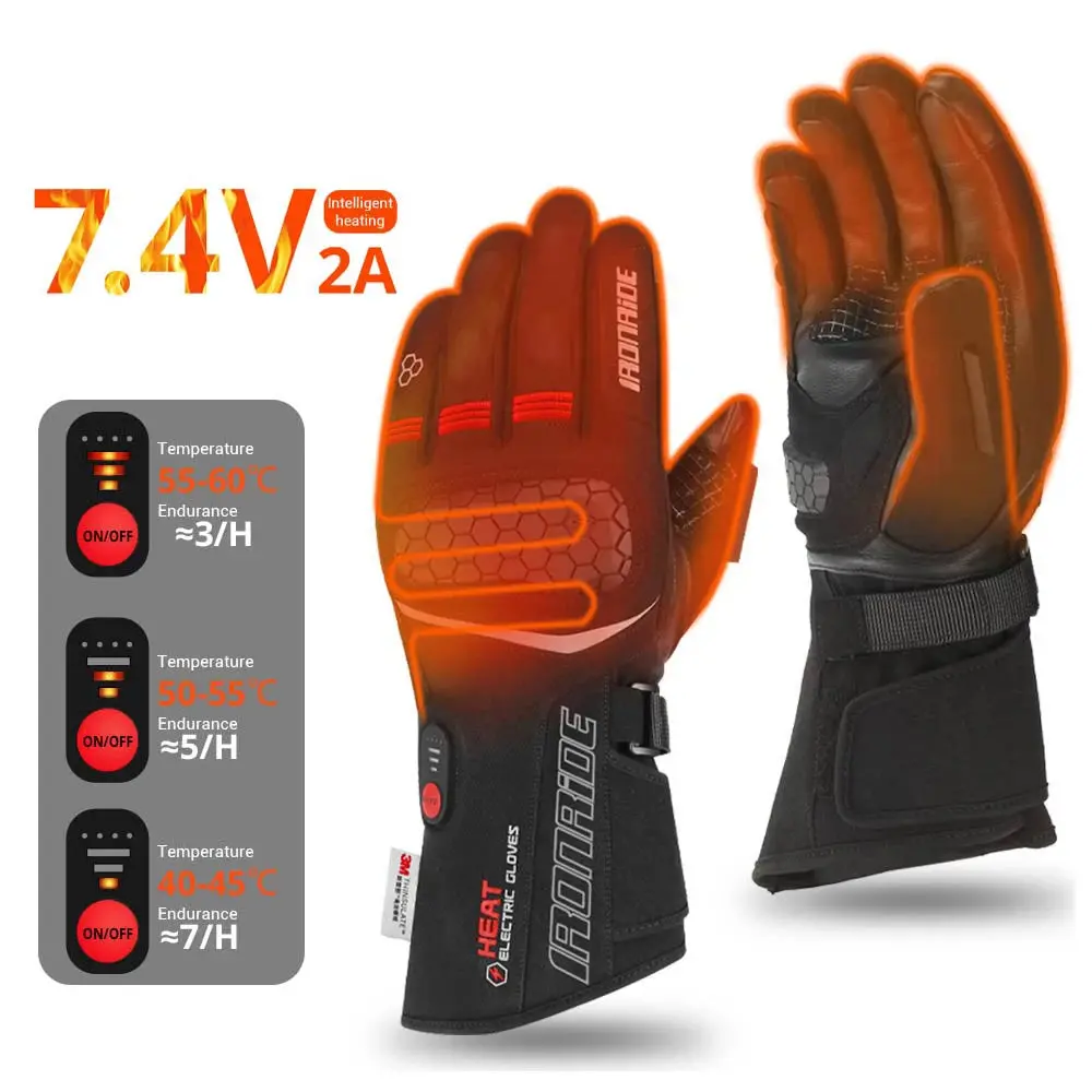 Motorcycle Heated Gloves Winter Heated Moto Gloves Warm Waterproof Rechargeable For Snowmobile Heating Thermal Gloves 1