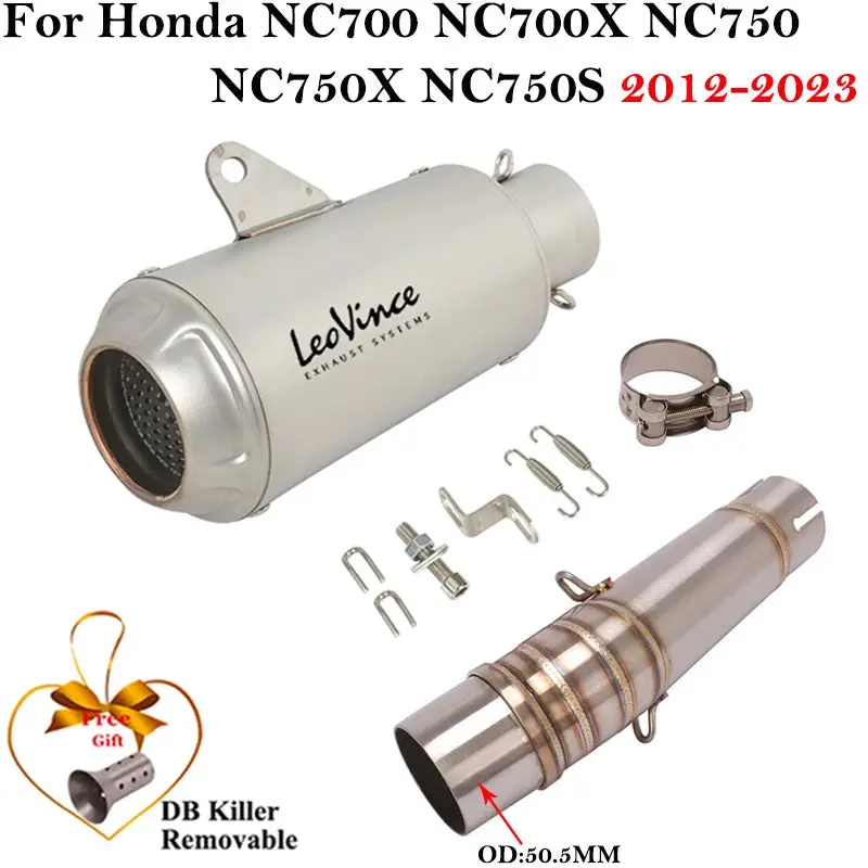 Slip-On Muffler For Honda Nc700 Nc700s Nc700x Nc750 Nc750x Leo Vince Motorcycle Exhaust Escape Moto Db Killer Modify Link Pipe 1