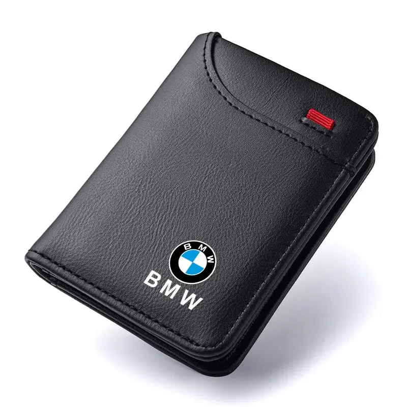 Leather Car Logo Wallet Credit Card Purse Portable Small Wallet For Bmw E87 E90 E60 I01 F25 F26 F44 F45 E36 E34 E39 F10 F30 F20 1