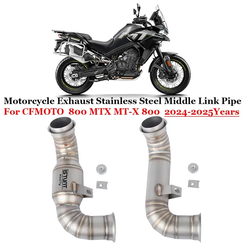 Slip On For Cfmoto 800 Mtx Mt-X800 Mtx800 2024 2025 Stainless Steel Middle Link Pipe Motorcycle Exhaust System Escape Muffler 1