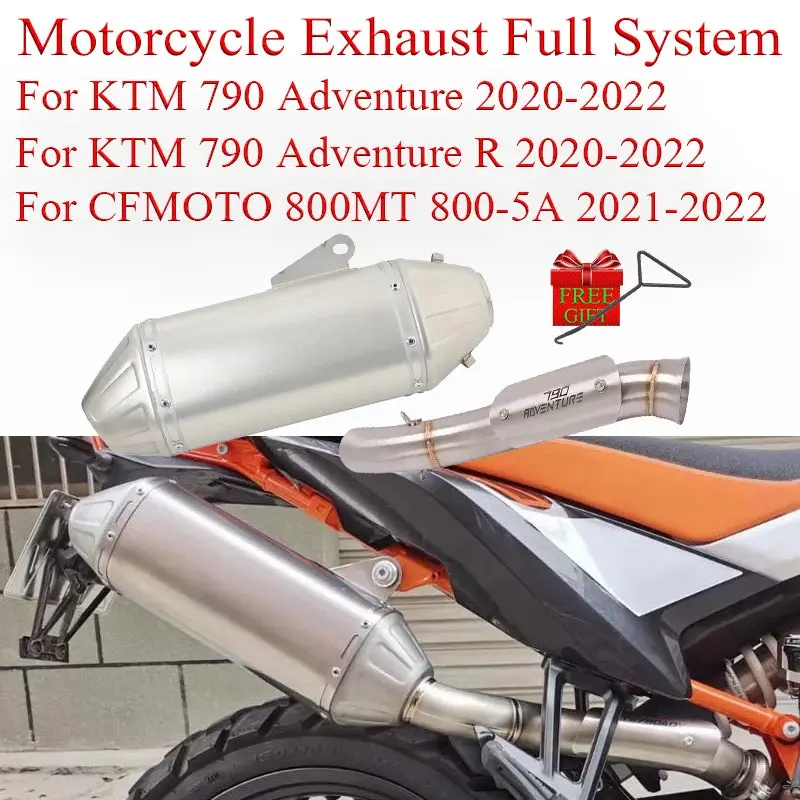 Motorcycle Exhaust Full System Link Pipe Slip On For Ktm 790 890 Adv 2019-2022 For Cfmoto 800Mt 2021-2022 Modified Moto Escape 1