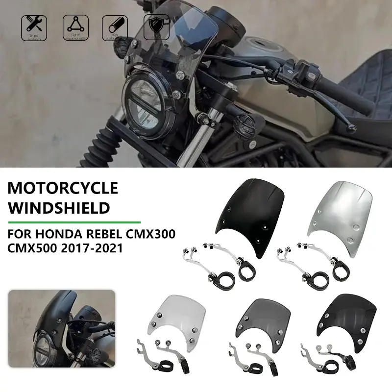 Windscreen Windshield Wind Deflector Shield Screen Visor For Honda Rebel Cmx 300/500 Cmx300 Cmx500 2017 2018 2019 2020 2021 1