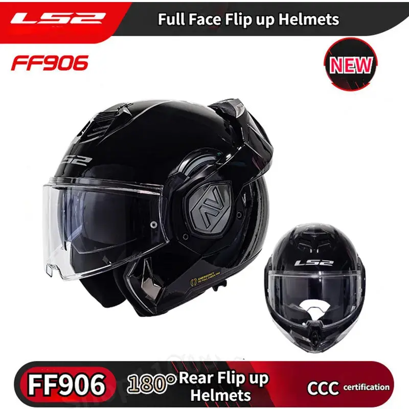 Original Ls2 Ff906 Advant Full Face 180 Degree Rear Flip Up Motorcycle Modular Double Lens Helmets For Men Women Universal 1