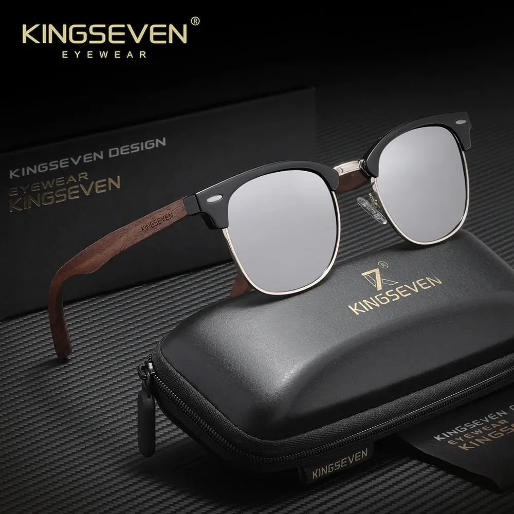 Kingseven Walnut Wood Sunglasses For Man  And Women Polarized Sun Glasses Uv400  Protection Eyewear Accessory 1