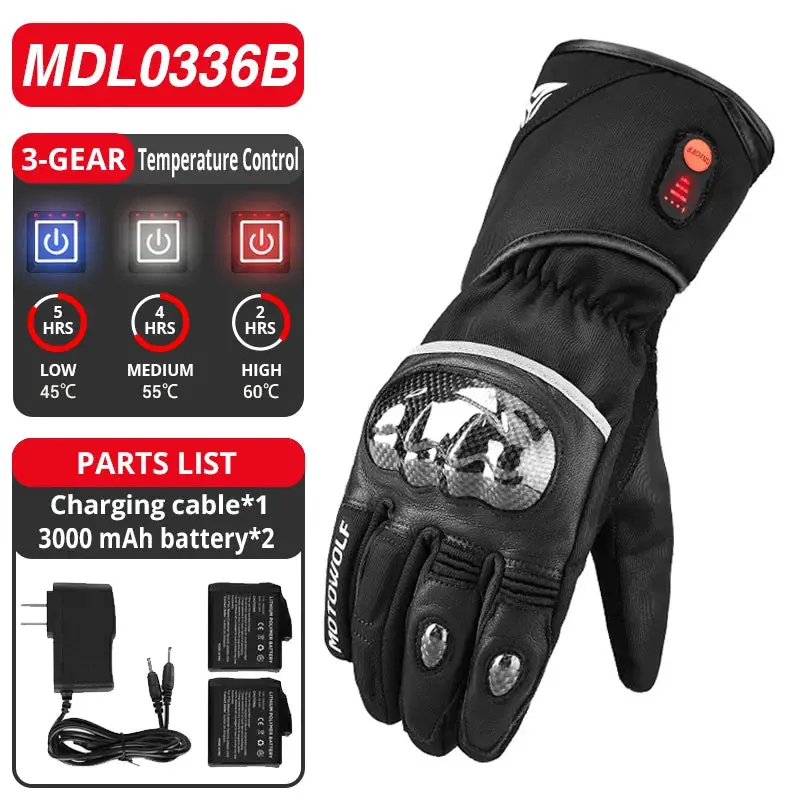 Winter Heated Gloves Motorcycle Warm Waterproof Non-Slip Heated Gloves Skiing Sheepskin Touch Screen Heated Rechargeable Gloves 13