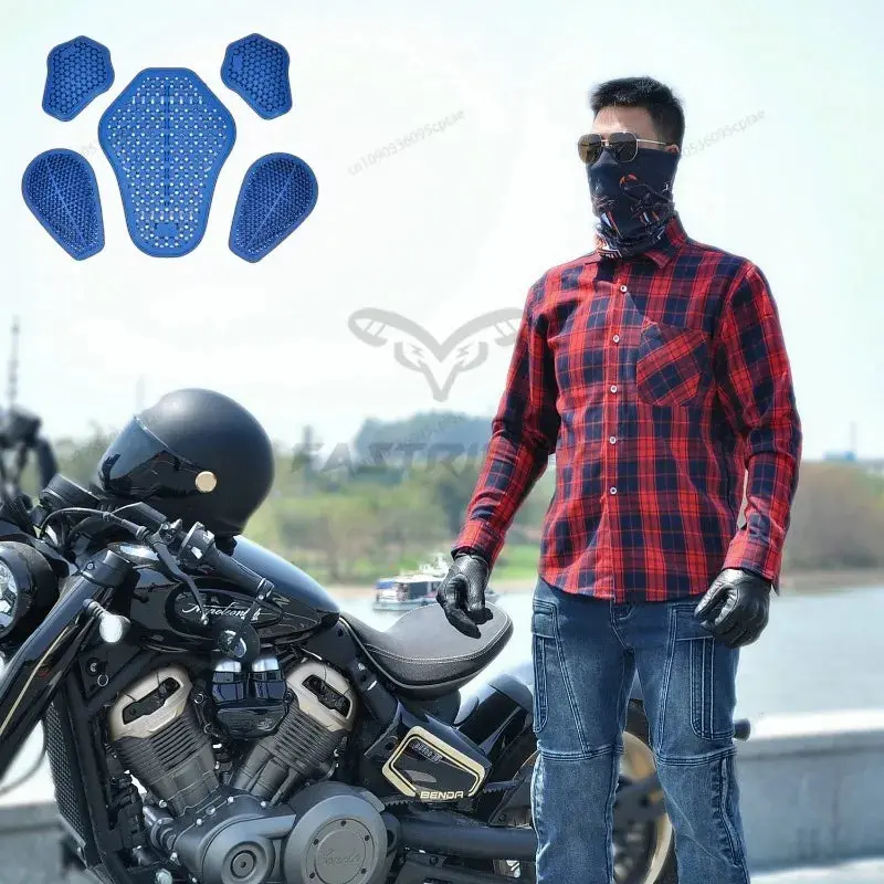 Volero Motorcycle Jacket Men Casual Retro Four Season Motorcycle Checkered Shirt Riding Suit Anti Fall Submachine Jacket 3