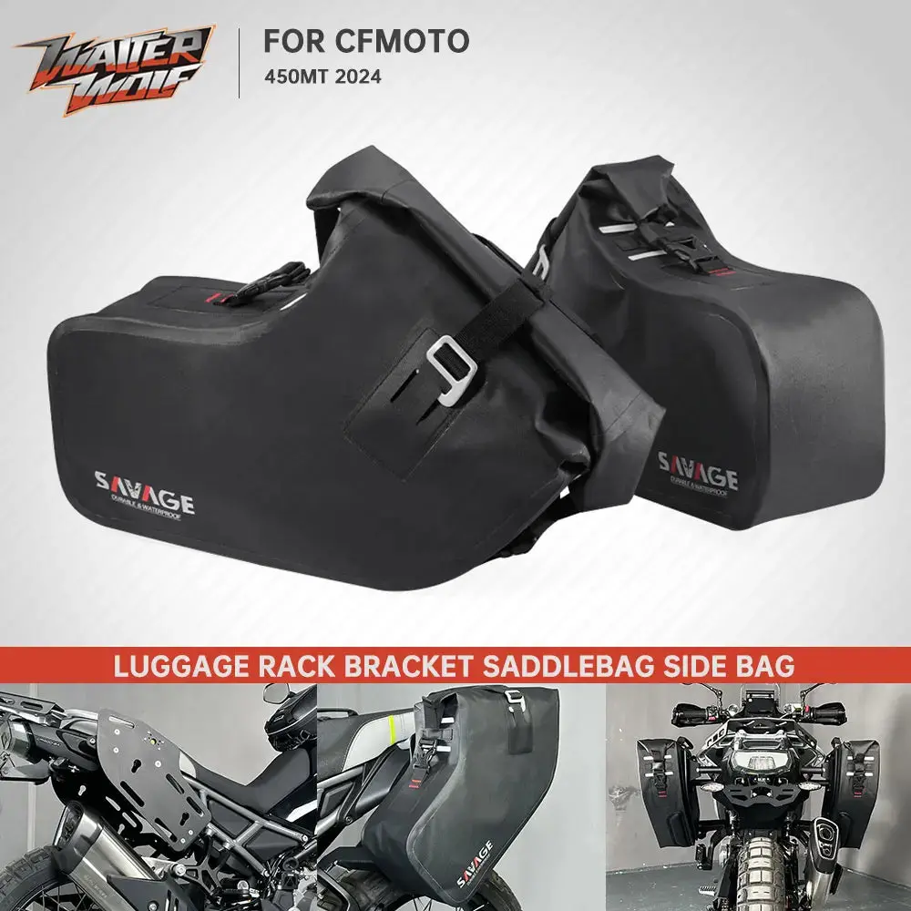 Waterproof Motorcycle 2Pcs Saddlebag Travel Bags For Cfmoto 450Mt 2024 Side Bag Storage Pannier Luggage Bracket Support Mt450 1