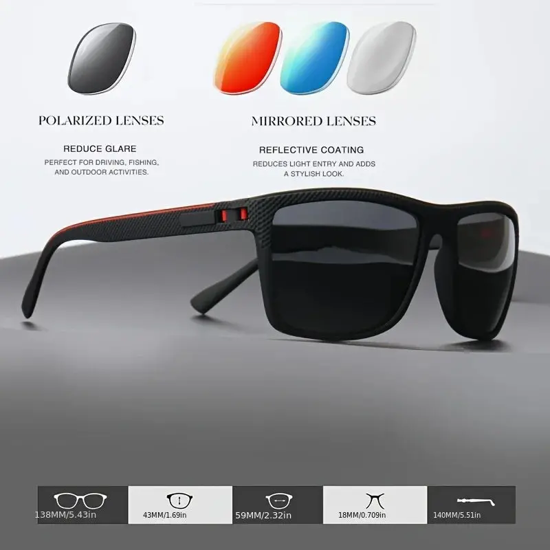 3Pcs New Square Sunglasses Full Frame Polarized Spring Hinge Lightweight Unisex For Driving Fishing Sports Fashion 3