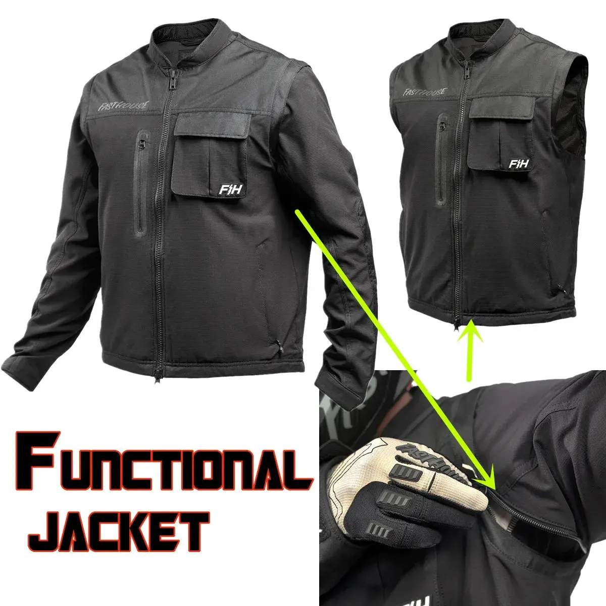2024 Moto Podium Fxr Seeker Black Off-Road Jacket Motorcycle With Zip-Off Sleeves Vest Motocross Race Wear Mx Dirt Bike Jacket 1