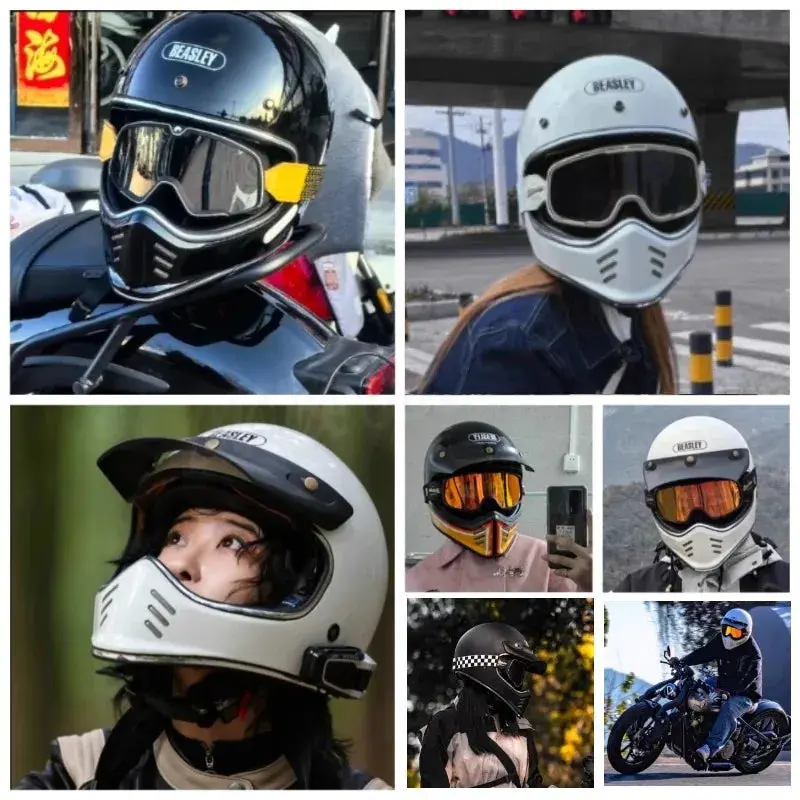 Beasley Dot Ece Approved Vintage Full Face Helmet Motorcycle De Moto Capacete Jet Helmet Motorbike All Seasons 5