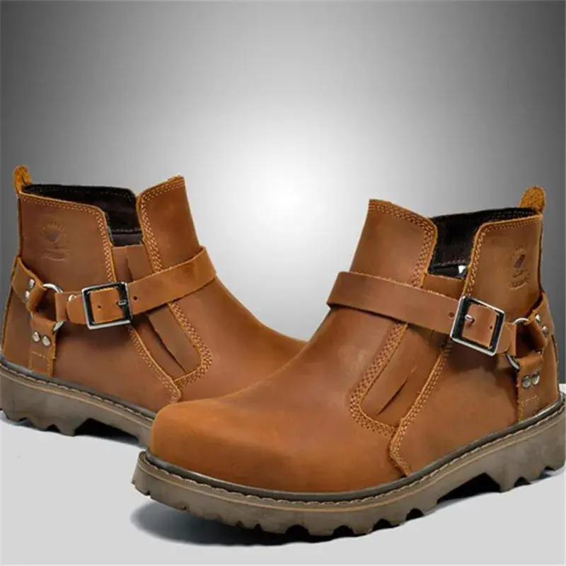 Waterproof Leather Motorcycle Boots Men Brown Motocross Street Riding Shoes Retro Motorcycle Protection Boots 5