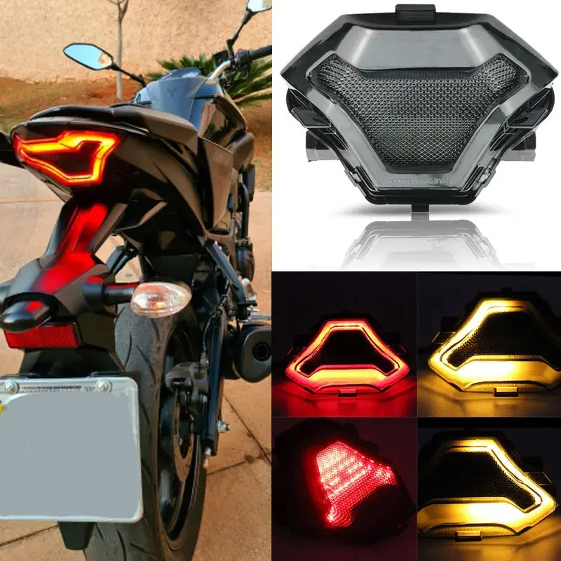 For Yamaha Mt03 Mt25 Yzf R3 R25 Y15zr Mt07 Fz07 Motorcycle Led Taillight Moto Rear Brake Light Indicator Lamp Turn Signals 1