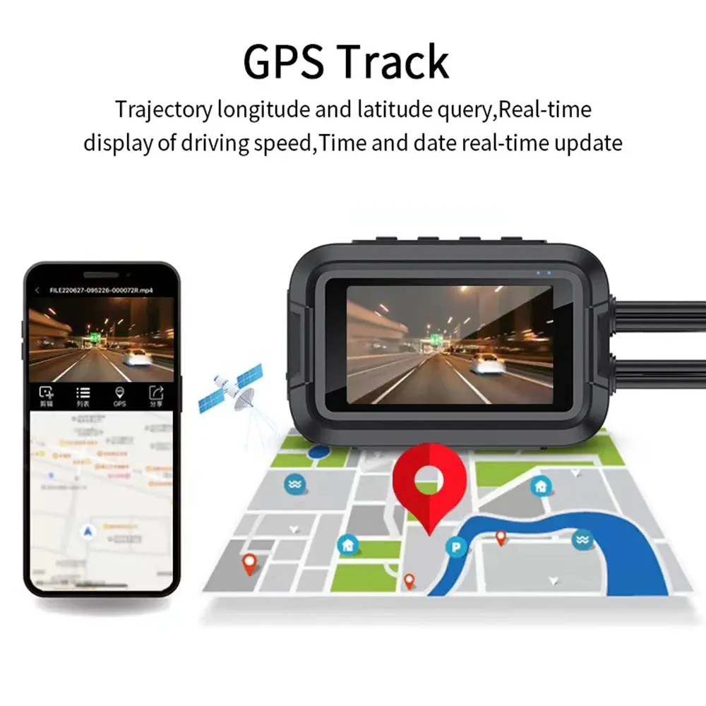 Wifi Motorcycle Dvr Dash Cam 1080P+1080P Full Body Waterproof Moto Camera Front Rear Driving Video Recorder Gps Logger Black Box 5