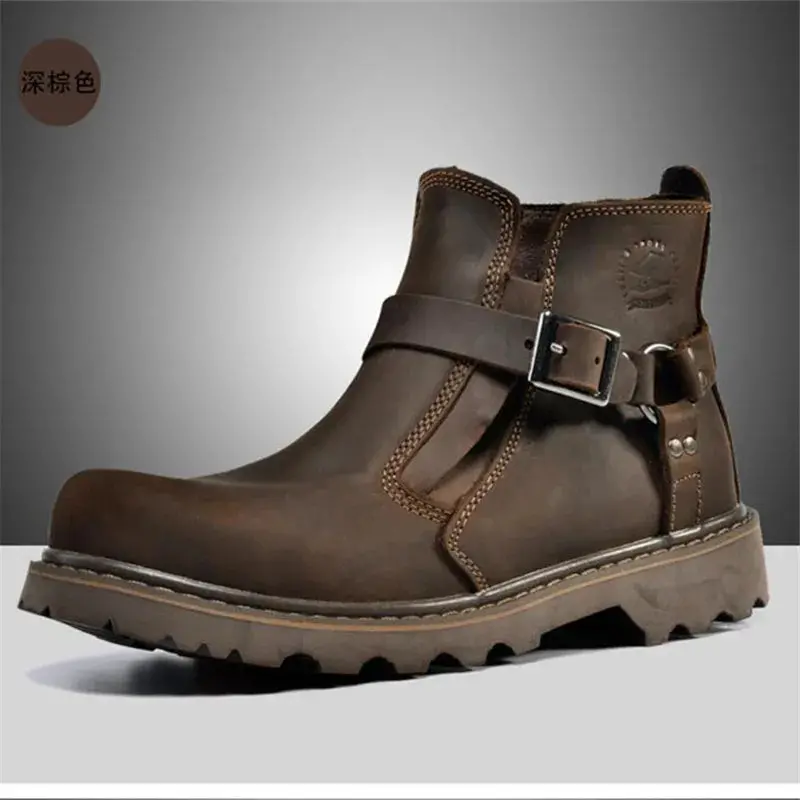 Waterproof Leather Motorcycle Boots Men Brown Motocross Street Riding Shoes Retro Motorcycle Protection Boots 1
