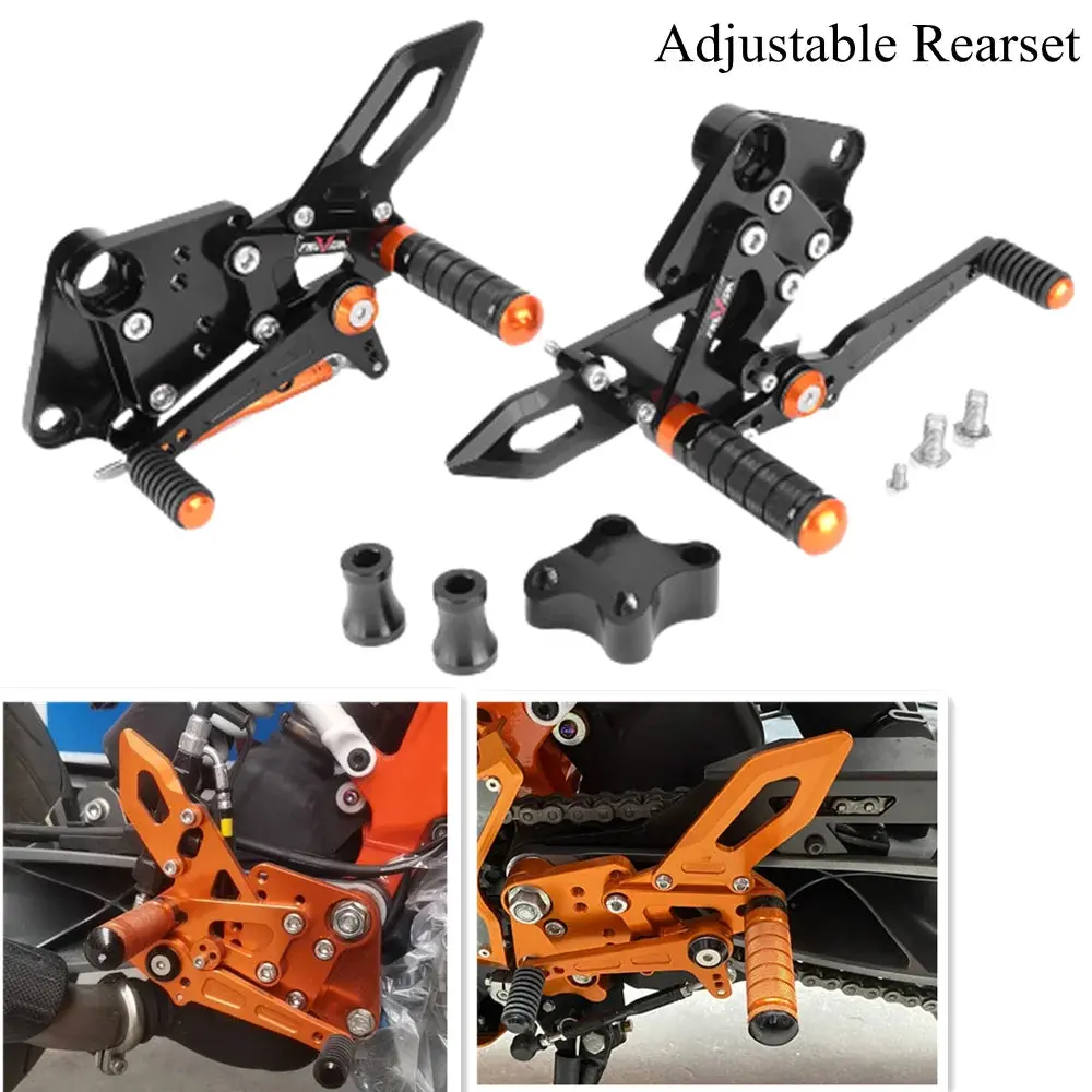 Motorcycle Adjustable Footrests Rearset For Ktm Duke 125 200 250 390 2018 - 2023 2020 2021 2022 Footpegs Shifter Rod Rearsets 1