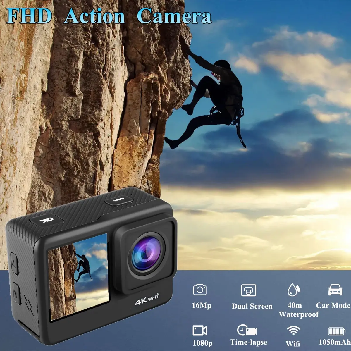 4K Action Camera Wifi Dual Screen Ultra Hd 30M Underwater Camera Waterproof Camera Accessories Kits For Helmet Bicycle 2