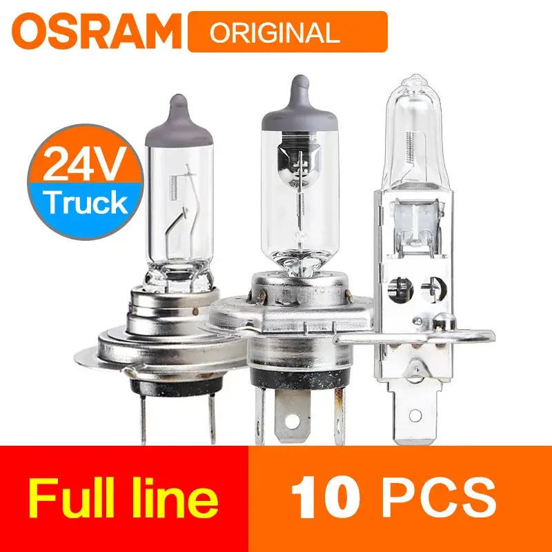 24V Headlight Trucks Bus Osram Lamps Low Beam High Beam Fog Original 10Pcs  H1 H4 H7 H3 70W 100W 1