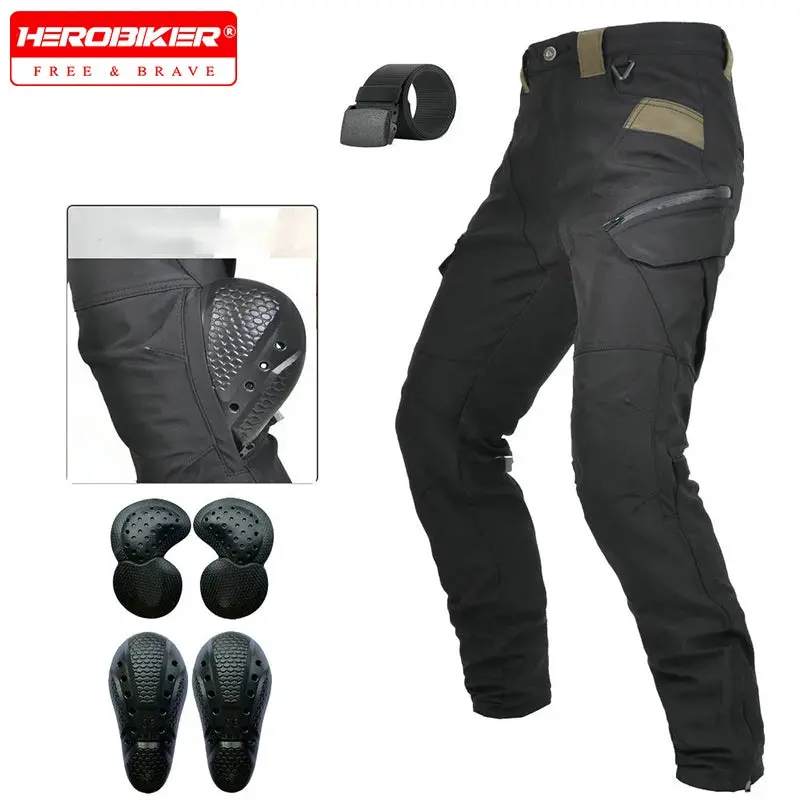 Motorcycle Pants All-Season Waterproof Windproof Double-Layer Breathable High-Waisted Motor Riding Pants Anti-Drop Pants For Men 1