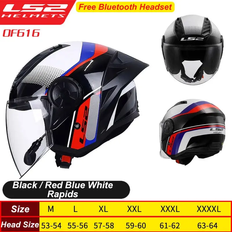 Ls2 Motorcycle Helmet 3/4 Open Face Helmets Capacete Ls2 Of616 Airflow ⅱ Big Tail Wing Jet Scooter Half Helmets Cascos Para Moto 7