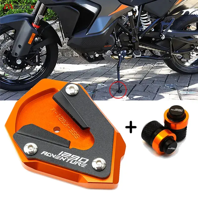 For Ktm 1290 Super Adventure S 1290 Sas 2021 2022 2023 Motorcycle Accessories Valve Caps Kickstand Foot Pad Side Stand Extension 1