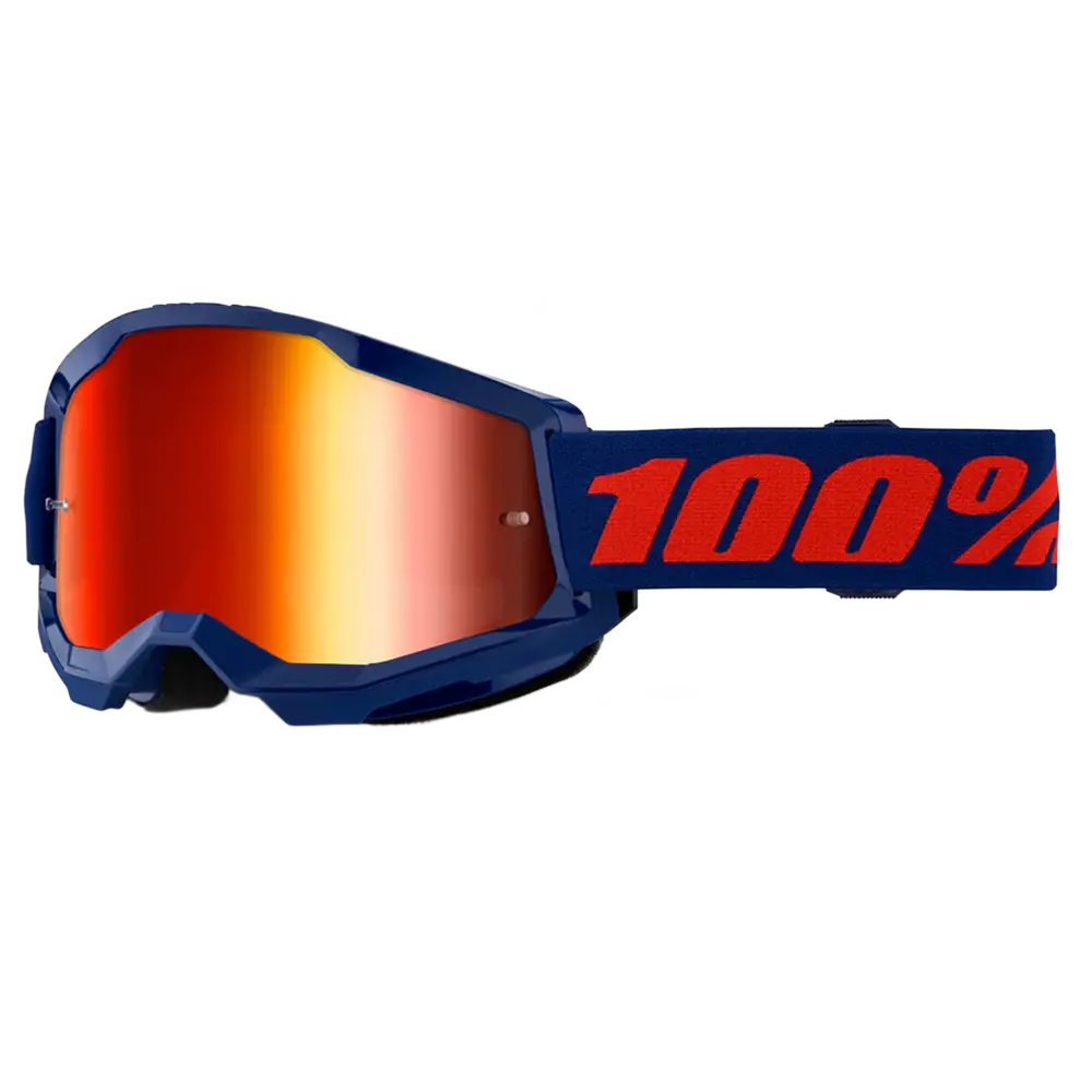 100% Strata 2 Goggles - Navy (Mirror Red Lens) 1