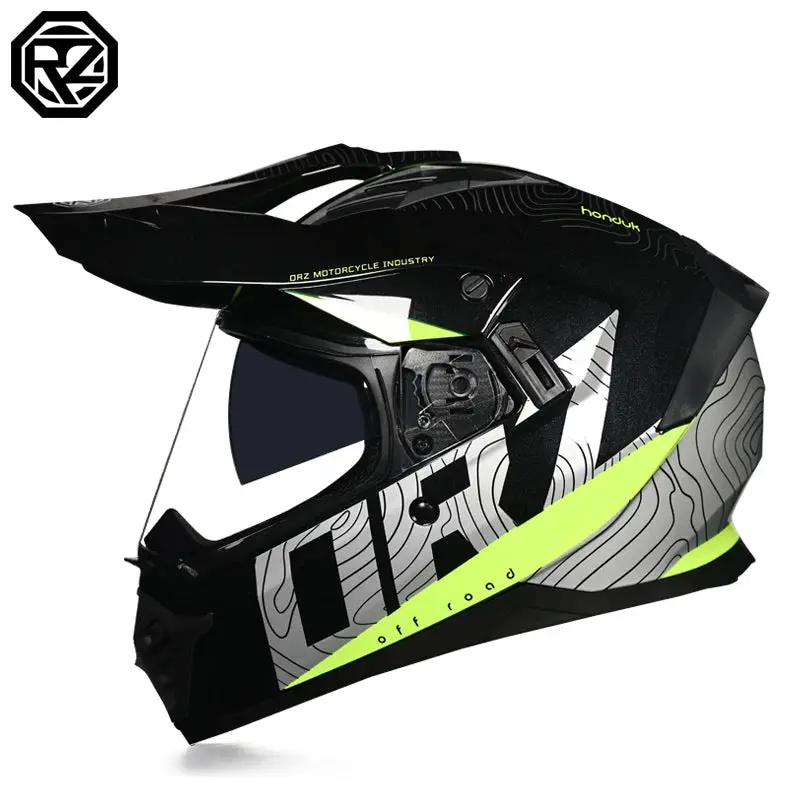 Orz Off-Road Atv Motorcycle Helmet Certified With Brown Lens, Full Face Casco Off-Road Motorcycle Anti Glare 23