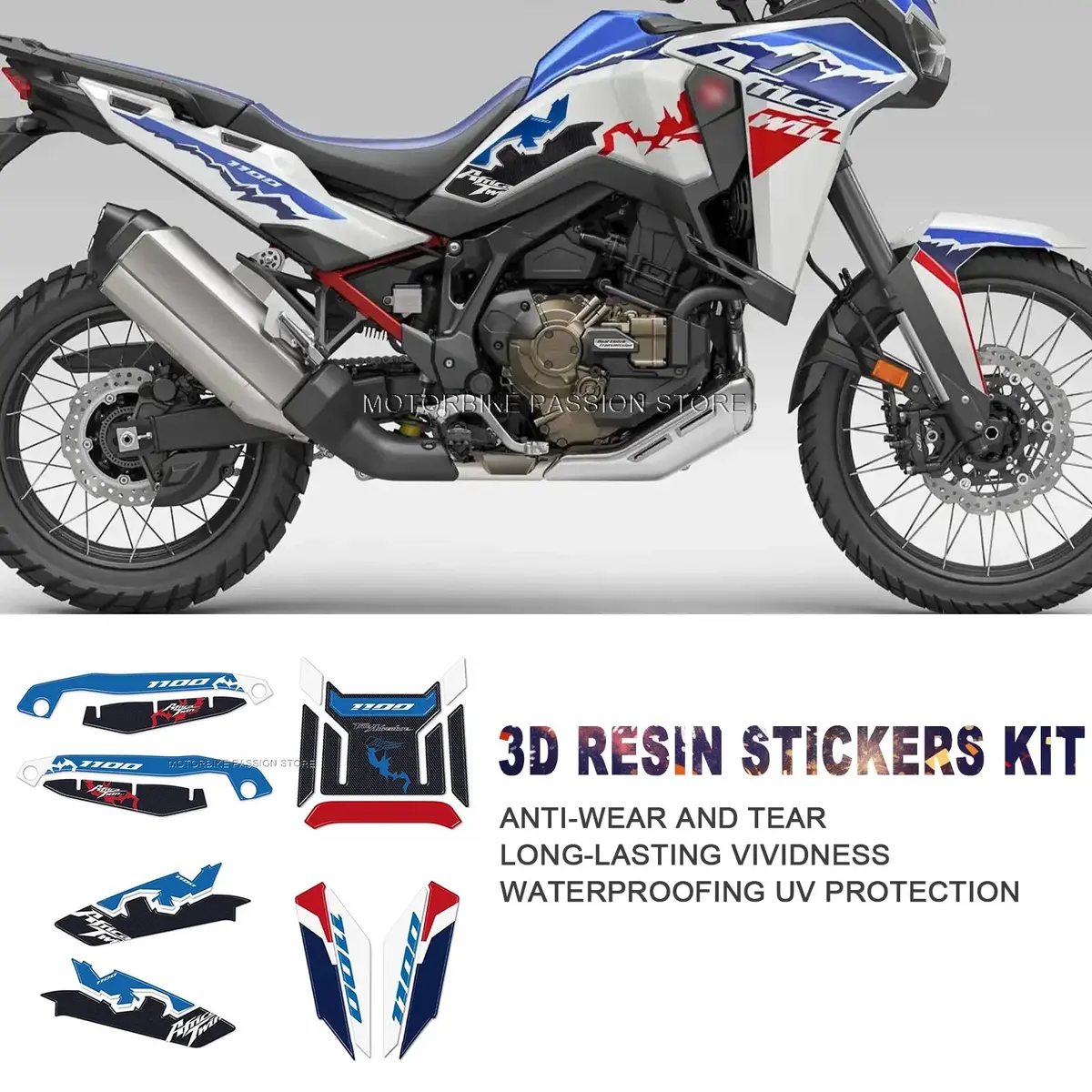 For Africa Twin 2024 Stickers Protection Kit Waterproof Motorcycle 3D Epoxy Resin Decal ﻿ 1