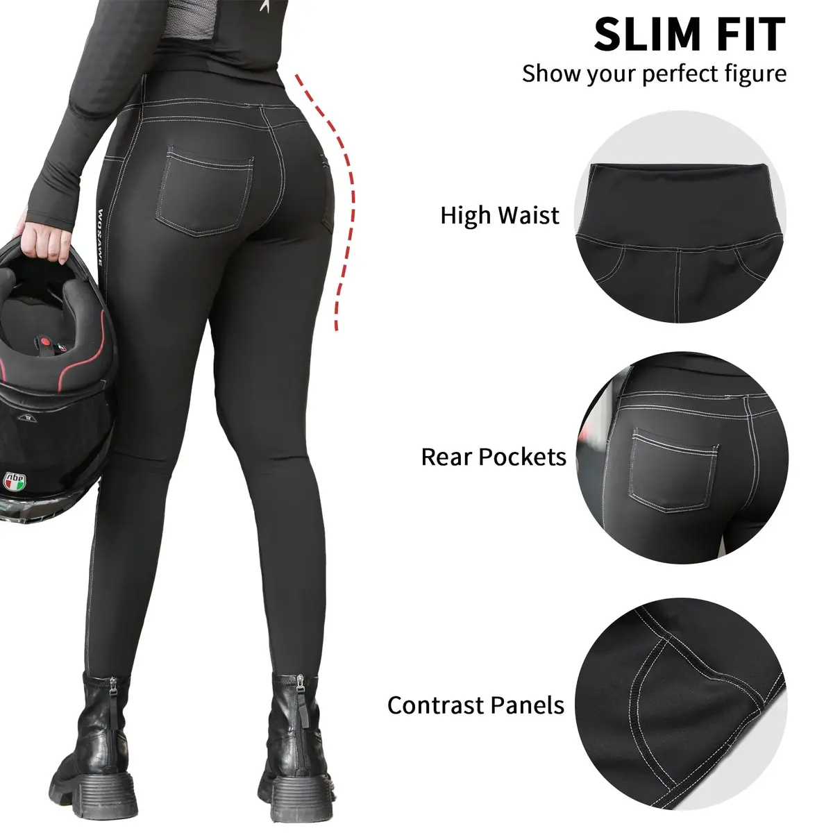 Wosawe Women Motorcycle Pants Slim Fit With Off-Road Outdoor Riding Pants With Ce Protective Knee Pads Motocross Motorbike Pant 1