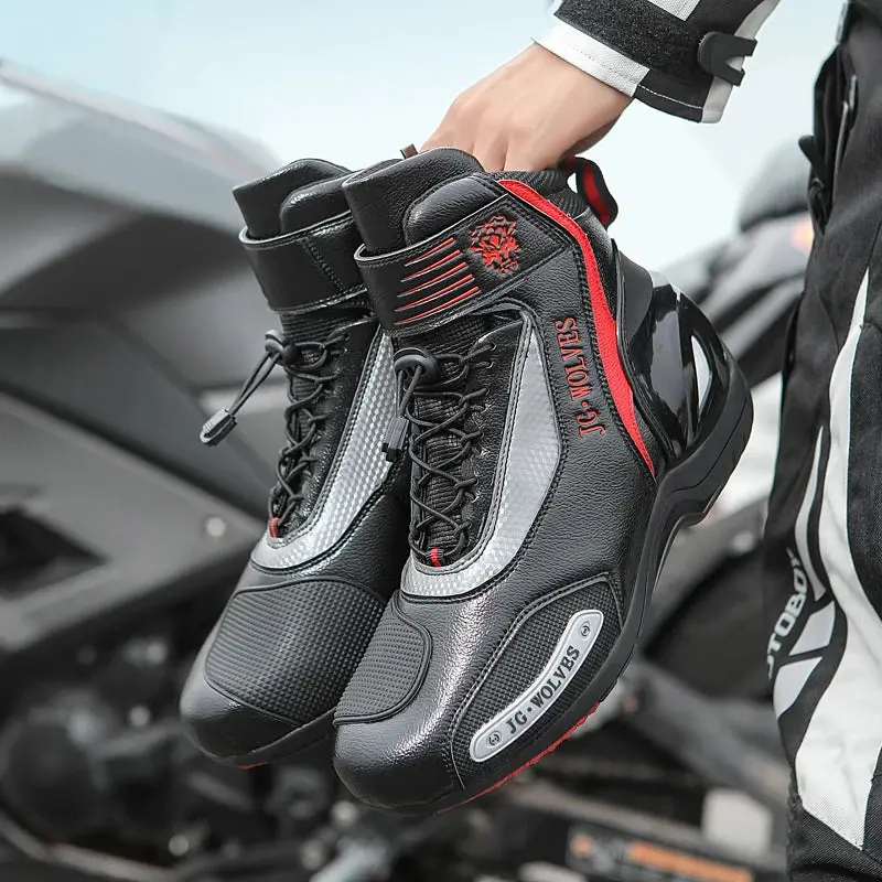 New Motorcross Riding Shoes Microfiber Men Women Motorcycle Racing Protective Ankle Boots Anticollision Non-Slip New Moto Boots 1