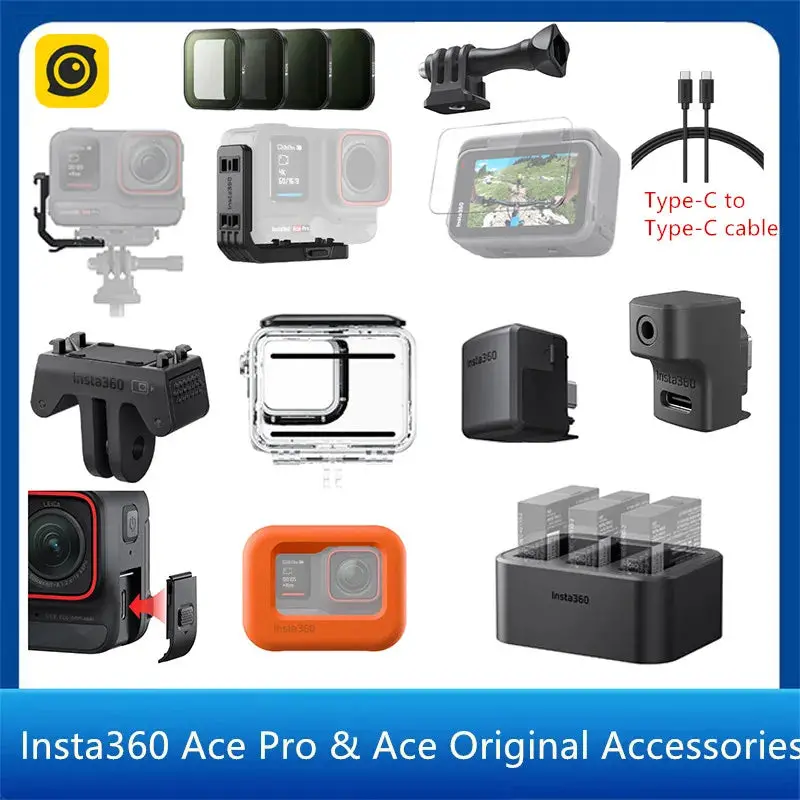 Insta360 Ace Pro / Ace Original Accessories Gears Collection Battery Charger Hub Magnetic Quick Release Mic Adapter Dive Case 1