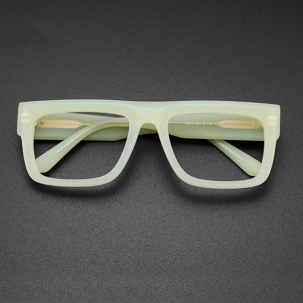 Retro Thick Rectangle Sunglasses For Men Acetate Eyeglasses Frame Fashion Cool Sun Glasses Non-Prescription Clear Lens Spectacle 5