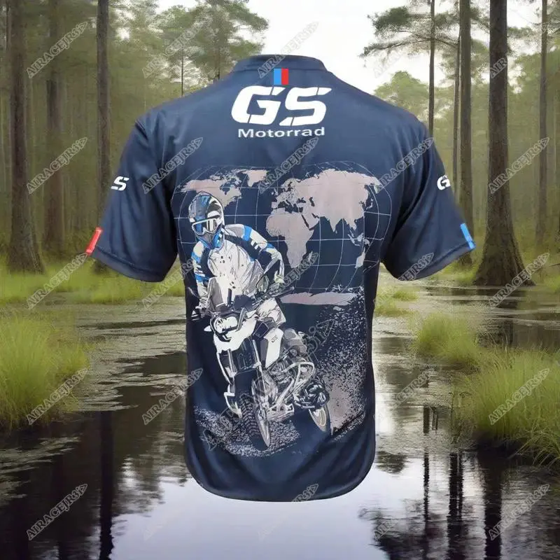 Motorrad For Bmw R1250 Gs Motorcycle Motorsport Racing Jerseys Adventure Riding Sports Travel T-Shirt Summer Quick Dry Dark Blue 1