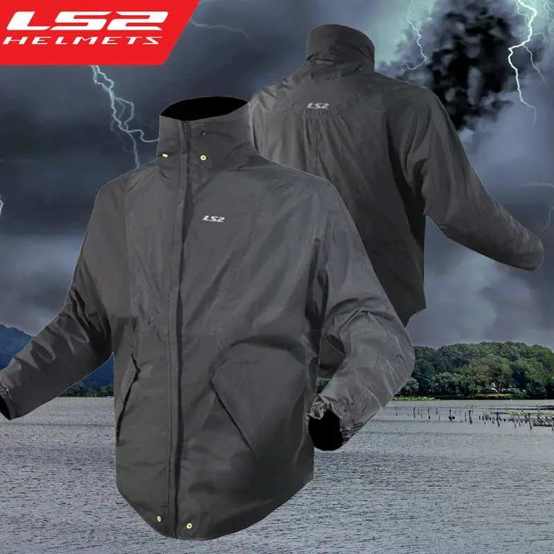Ls2 Original Motorcycle Raincoat Set Rainstorm Prevention Jacket Men Women Breathable Waterproof Motocross Raincoat Rain Pants 1