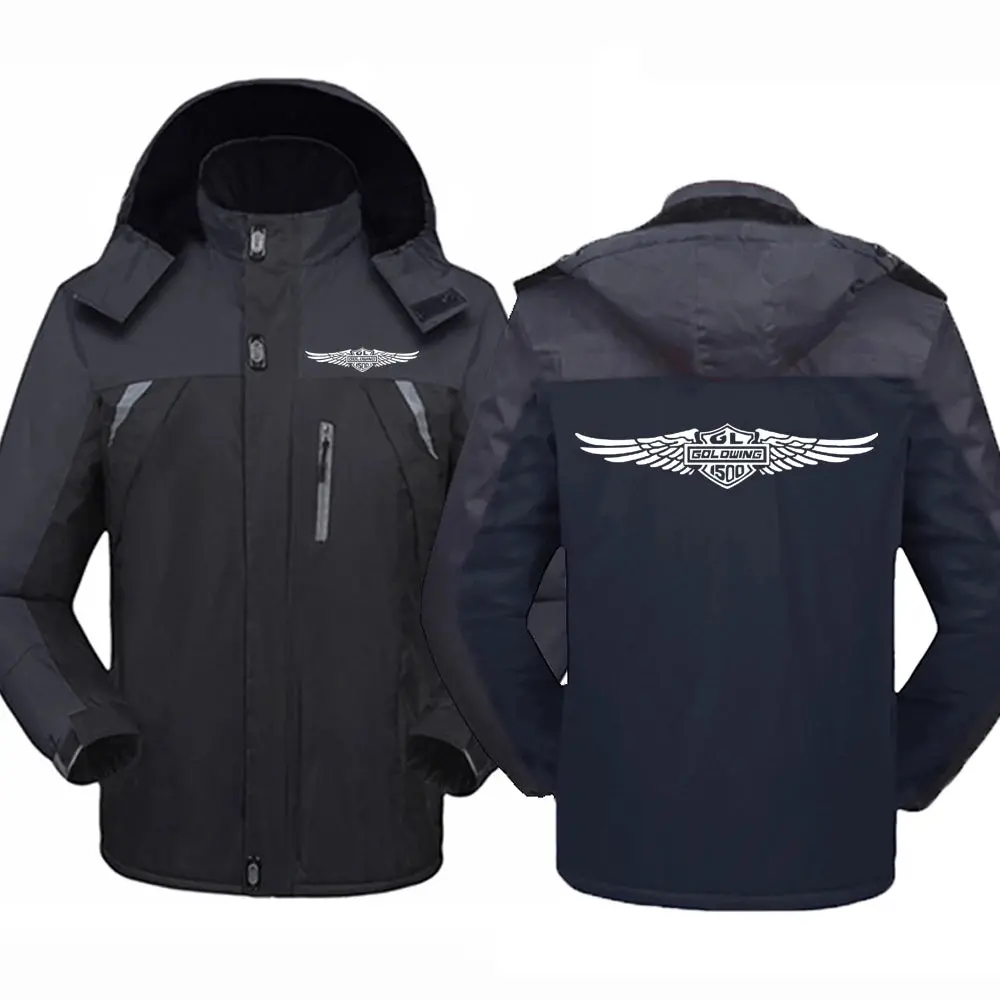 2023 Goldwing Gl 1500 Winter Mens Casual Jacket Fashion Thick Coat Hooded Sportswear Zipper Windbreak Outwear Comfortable Tops 1