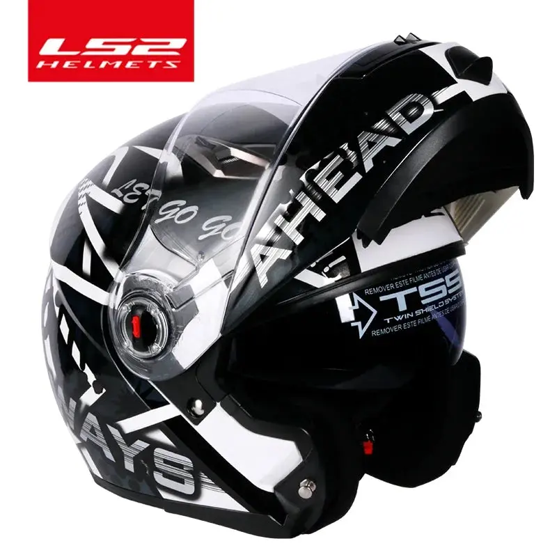 Capacete Original Ls2 Ff370 Flip Up Motorcycle Helmet Ls2 Dual Lens Modular Helmets With Sun Visor Casco Moto 8