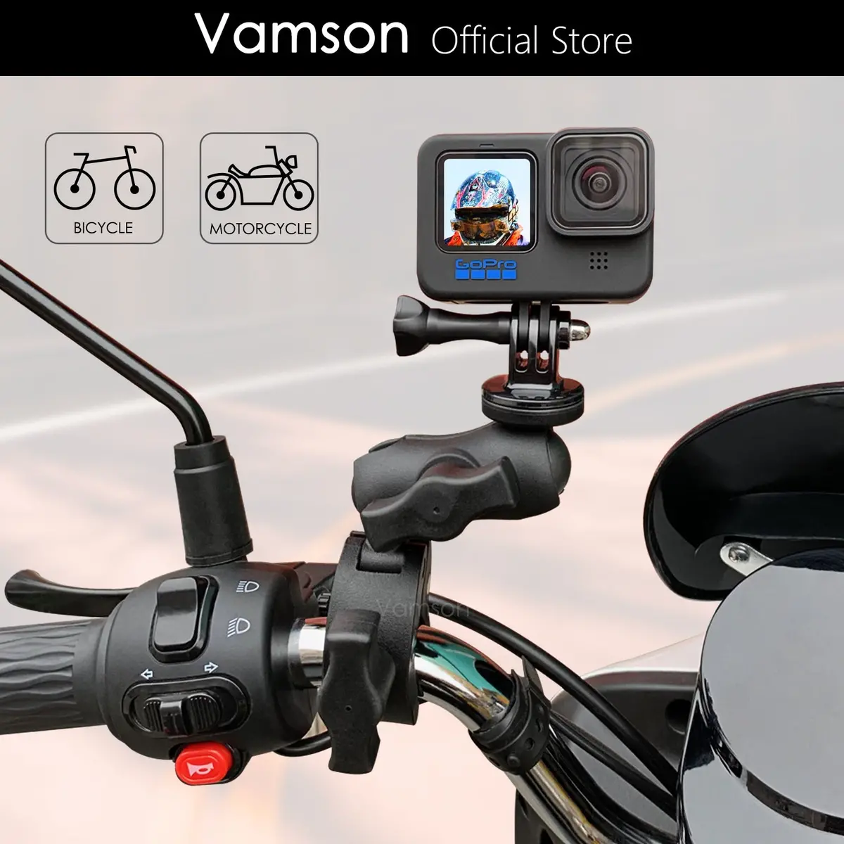 Vamson For Gopro 11 10 9 8 Motorcycle Accessories Holder Handlebar Mirror Mount Bike Bracket For Dji Osmo Insta360 Action Camera 1