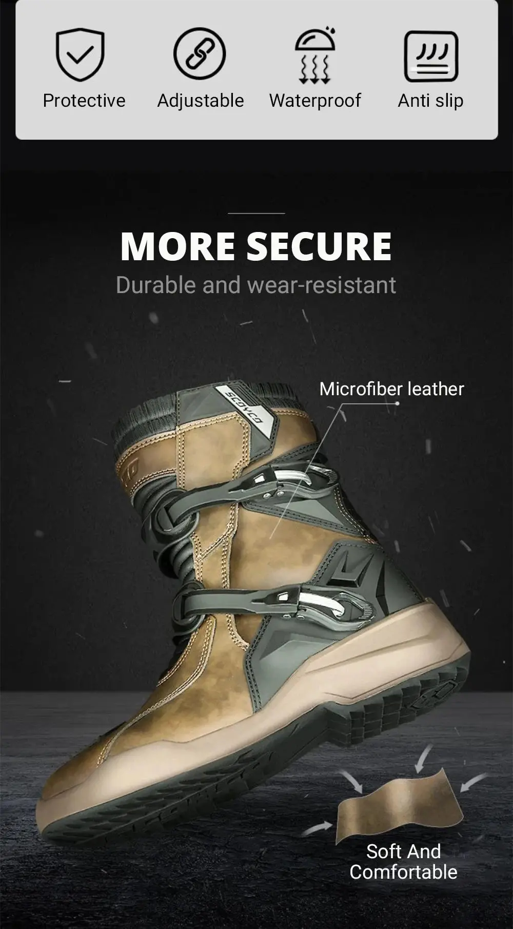 Waterproof Motorbike Boots Anti-Slip Motorcycle Boots Wear-Resistant Biker Protection Equipment Anti-Fall Motocross Boot 8