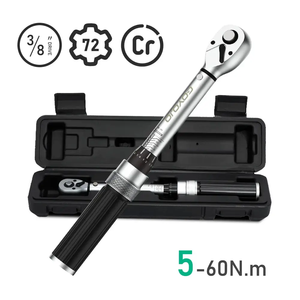 3/8” Torque Wrench 5-60N.M Square Drive Torques Key 1/4” Pro Torque Wrench 5-25N.M Professional Bicycle Automotive Repair Tool 1