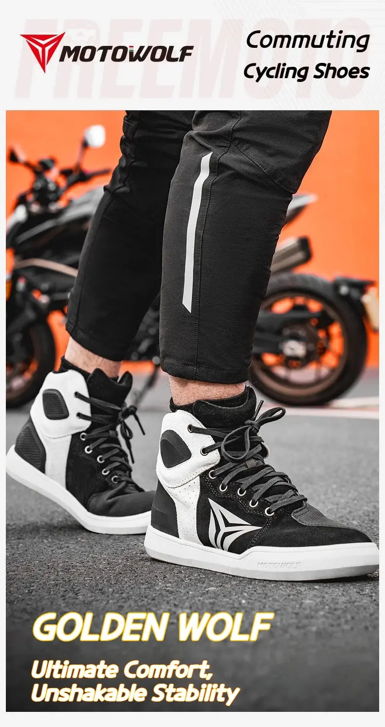 Motowolf Motorcycle Boots Summer Breathable Leather Ventilated Riding Shoes Retro Anti-Slip Off-Road Biker Shoes For Men Women 7
