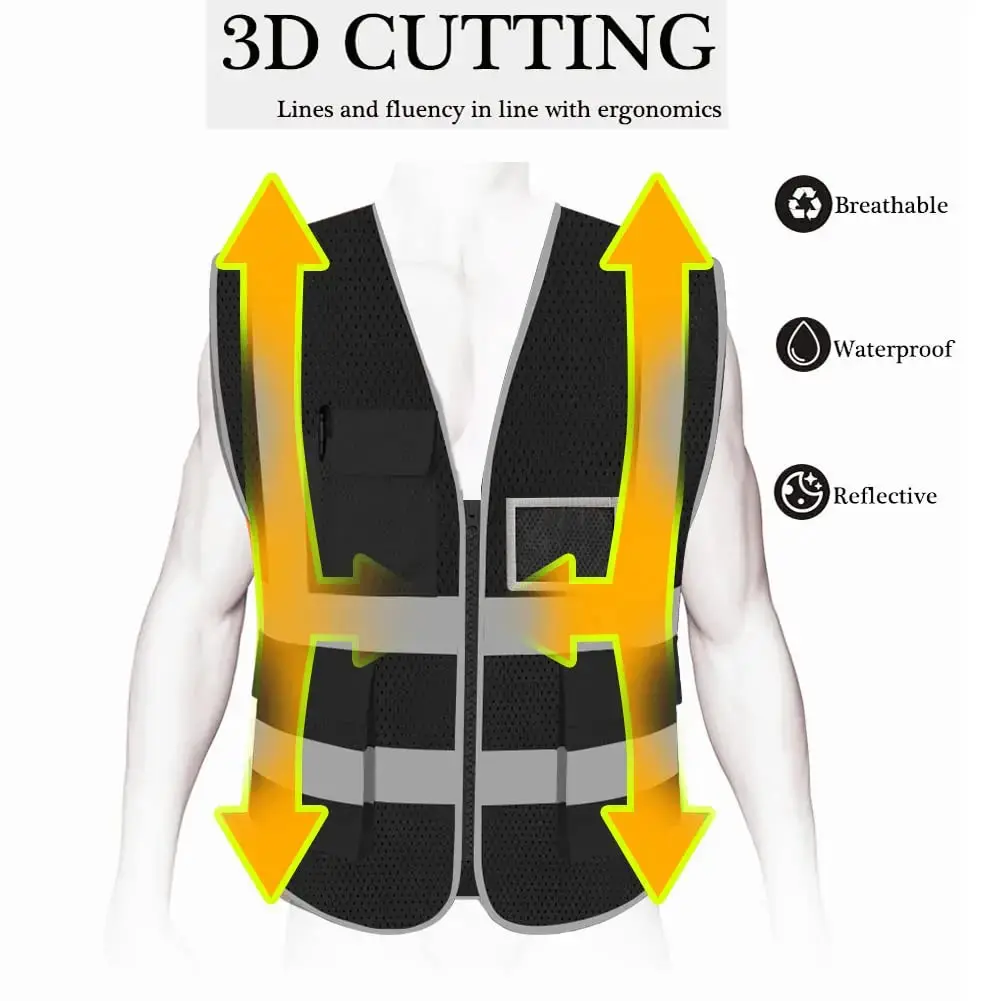 High Visibility Signal Vest Work Safety Jacket Reflective Safety Vest To Work For Men Luminous Vest Fluorescent 6