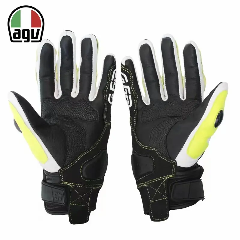 Agv Carbon Fiber Motorcycle Riding Gloves Heavy Locomotive Racing Leather Fall Resistant Gloves Comfortable Cycling Equipment 4