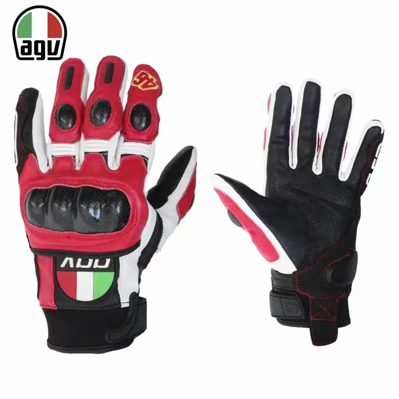 Agv Carbon Fiber Motorcycle Riding Gloves Heavy Locomotive Racing Leather Fall Resistant Gloves Comfortable Cycling Equipment 3